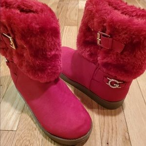 Brand new never worn red beautiful GBG fur boots , soft and comfortable